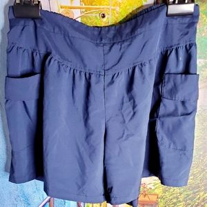 Navy Blue Plus Size Cargo Shorts - Elastic Waist